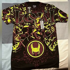 NWT Marvel Loki Mischief Tee with Purple and Yellow Accents